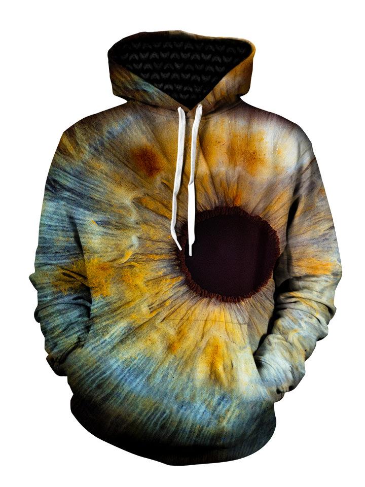 Up close iris all over print pullover hoodie