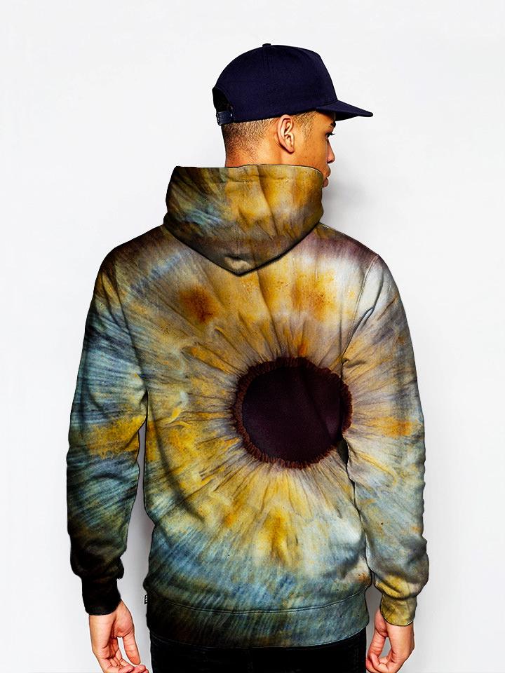 Up close iris all over print pullover hoodie