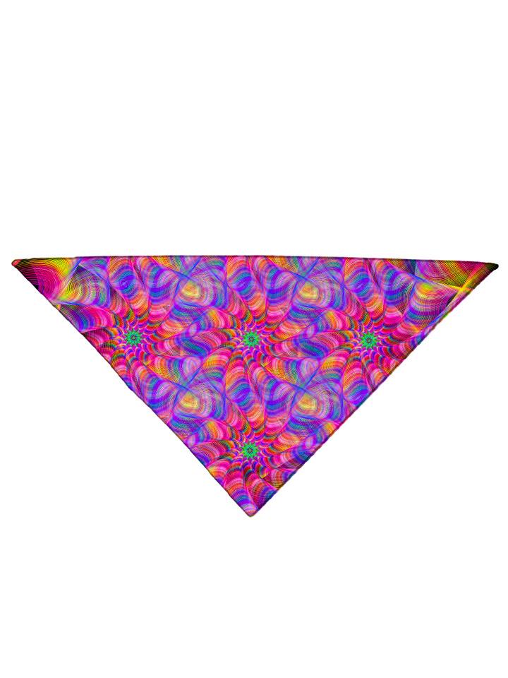 Psychedelic kaleidoscope pink and purple all over print bandana folded