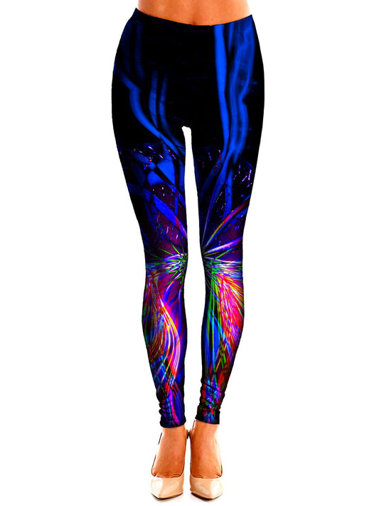 Trippy Neon Colors Leggings Front View