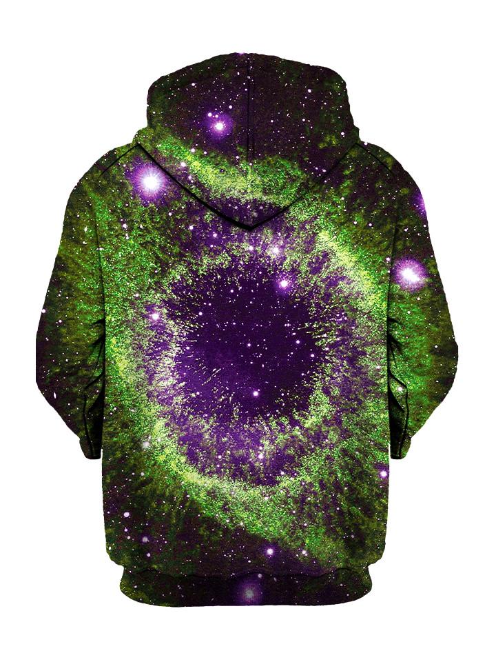 Trippy Green And Purple Space Pullover Hoodie Back View