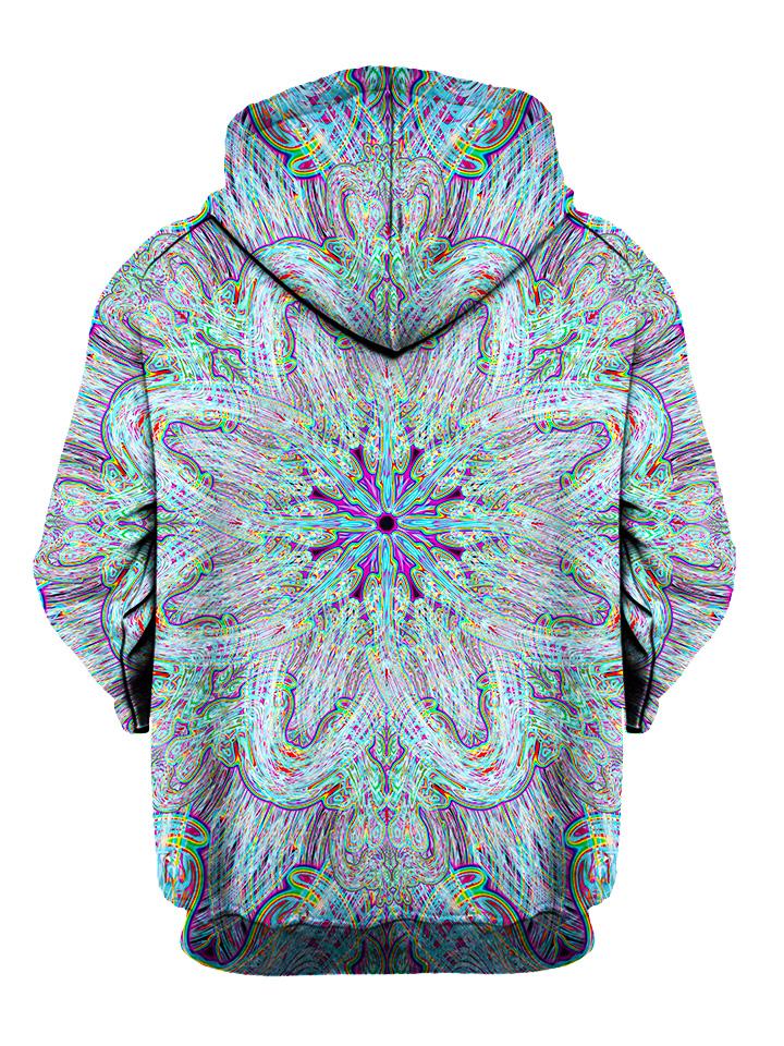 Trippy Purple And Green Pullover Hoodie Back View