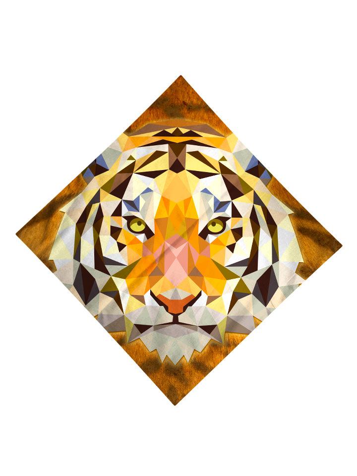 Tiger face all over print bandana flat view