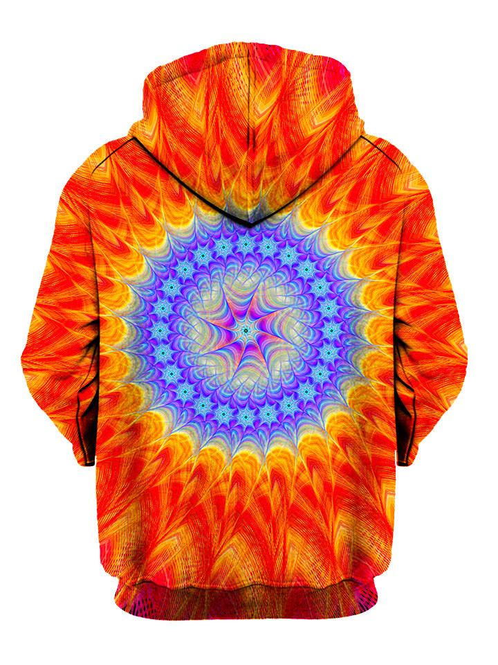 Bright Red And Purple Trippy Pullover Hoodie Back View
