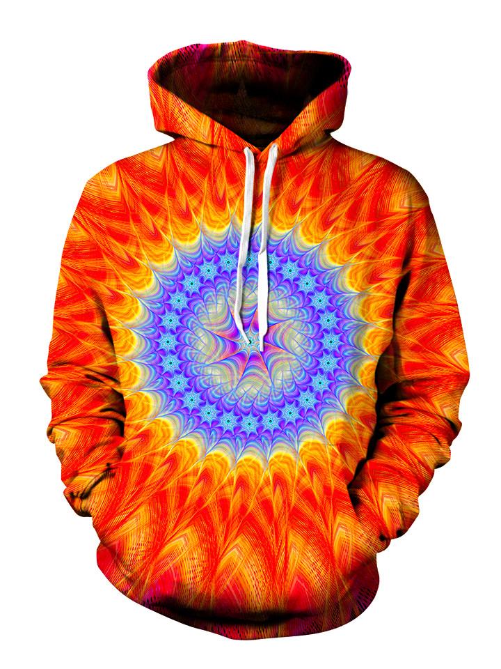 Bright Red And Purple Trippy Pullover Hoodie Front View
