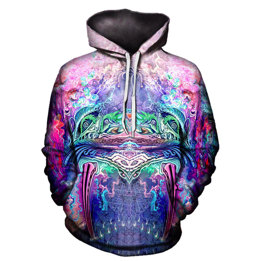 Trippy Multi-Colored Pullover Hoodie Back View