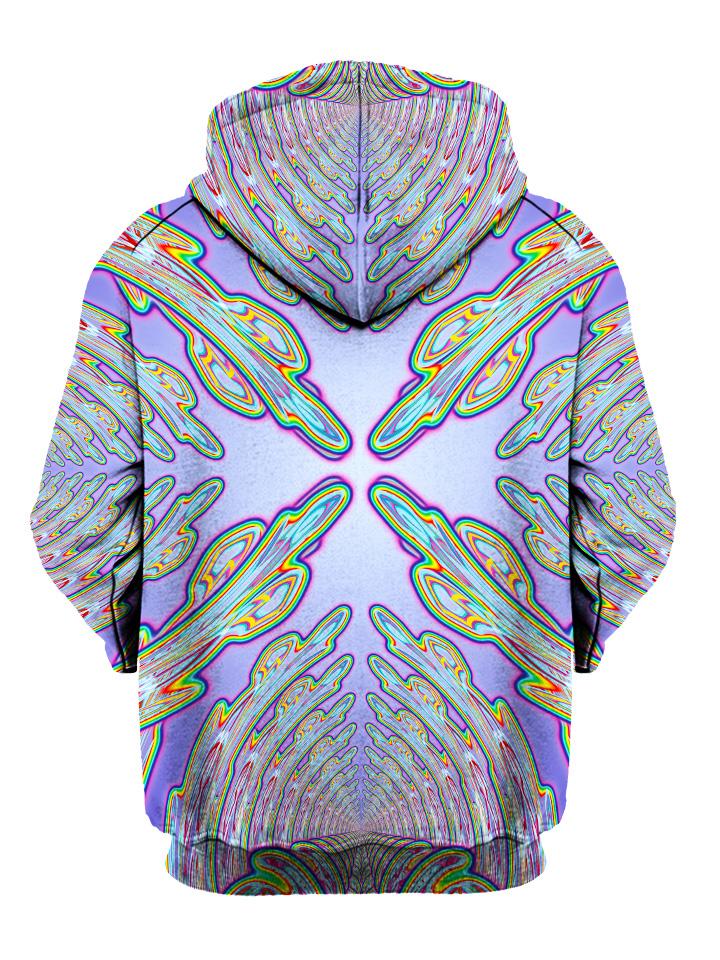 Psychedelic Light Blue And Green Pullover Hoodie Back View