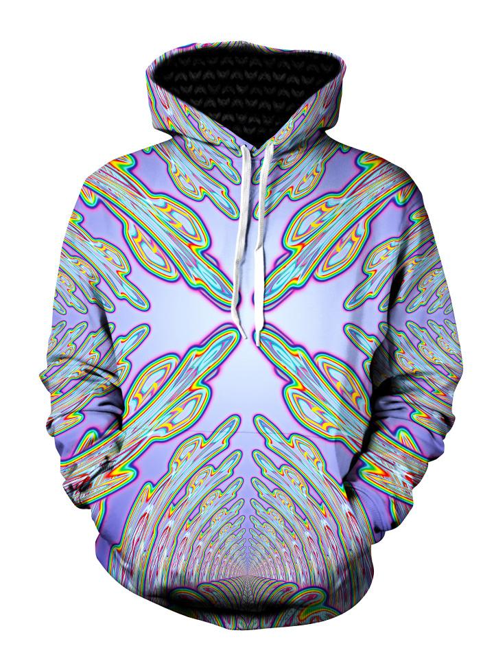 Psychedelic Light Blue And Green Pullover Hoodie Front View
