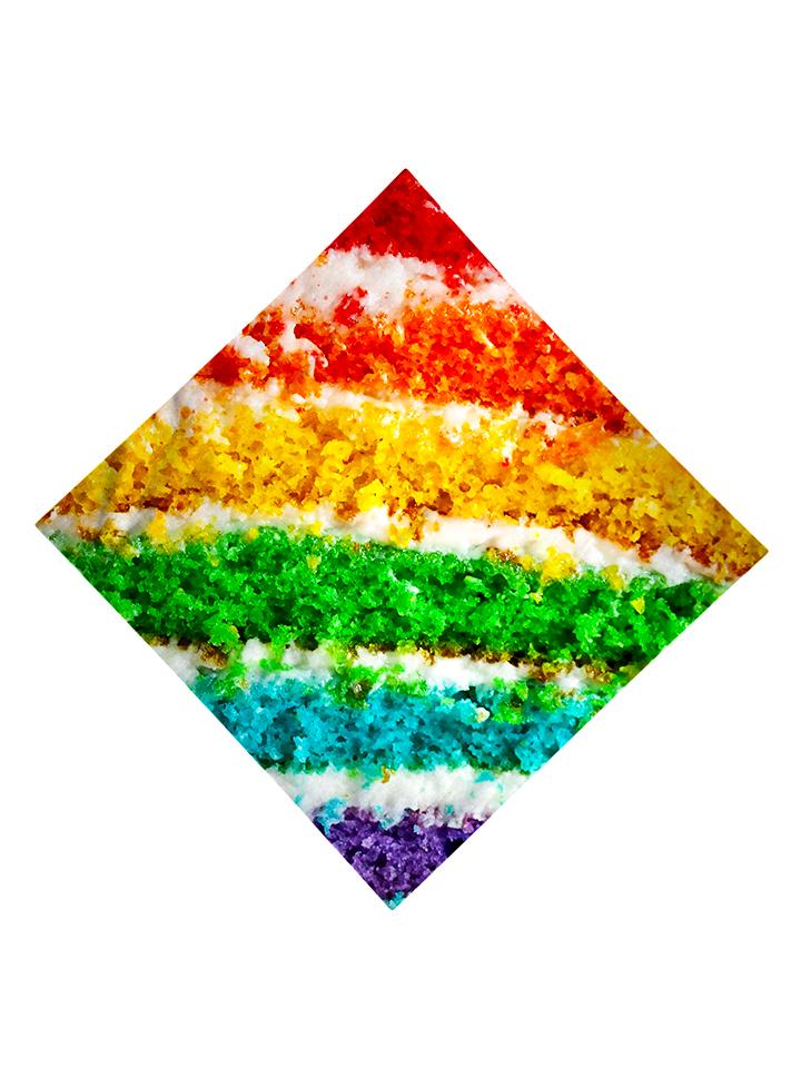 Trippy Gratefully Dyed Apparel rainbow cake bandana flat view.