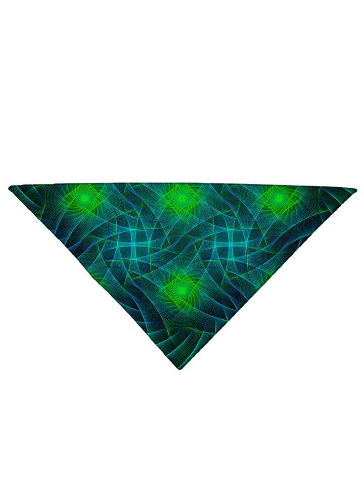 Green geometric shapes print bandana folded