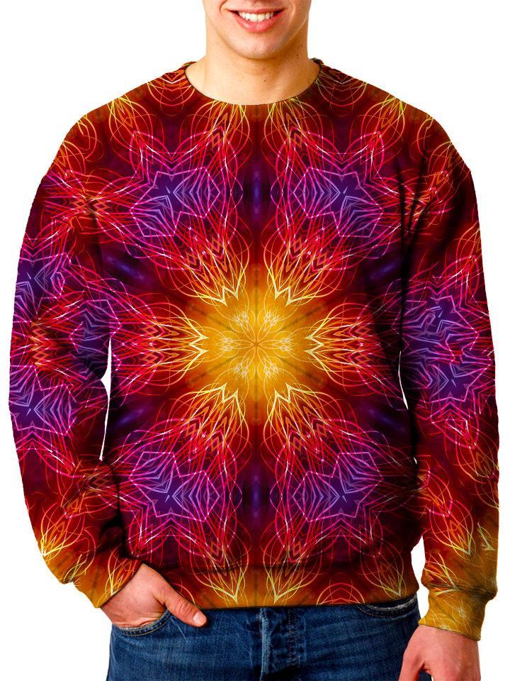 Model In Trippy Red Mandala Sweater Front