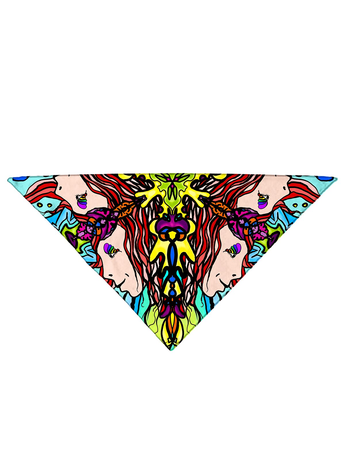 Diagonally folded psychedelic visionary art printed headband.