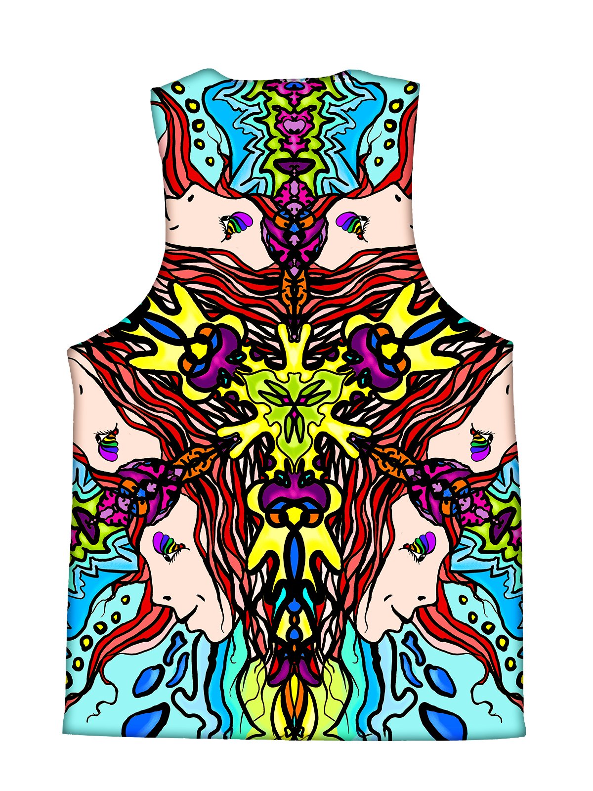 Psychedelic all over print sacred geometry inspired tank by GratefullyDyed Apparel back view.