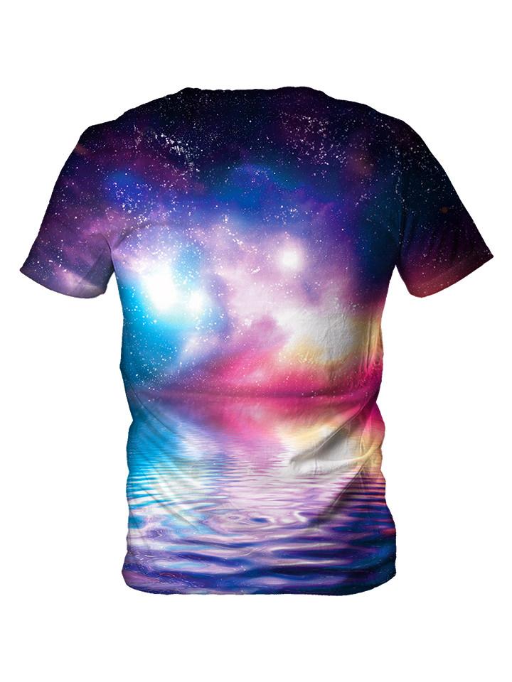 Back view of all over print psychedelic water galaxy t shirt by Gratefully Dyed Apparel. 