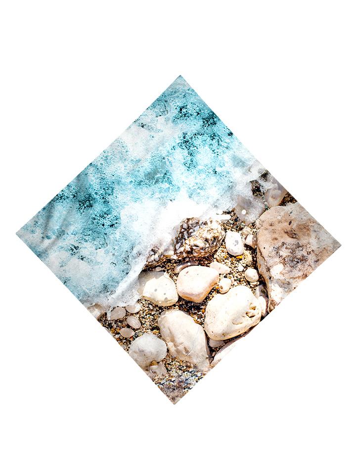 Trippy Gratefully Dyed Apparel blue & brown island beach bum bandana flat view.