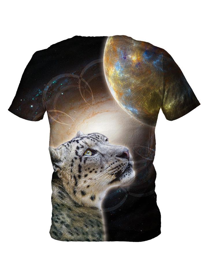 Back view of all over print psychedelic animal galaxy t shirt by Gratefully Dyed Apparel. 