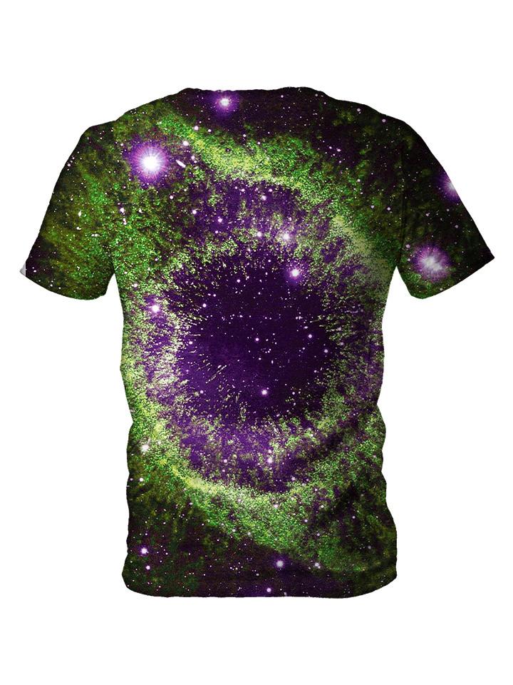Back view of all over print psychedelic space t shirt by Gratefully Dyed Apparel. 