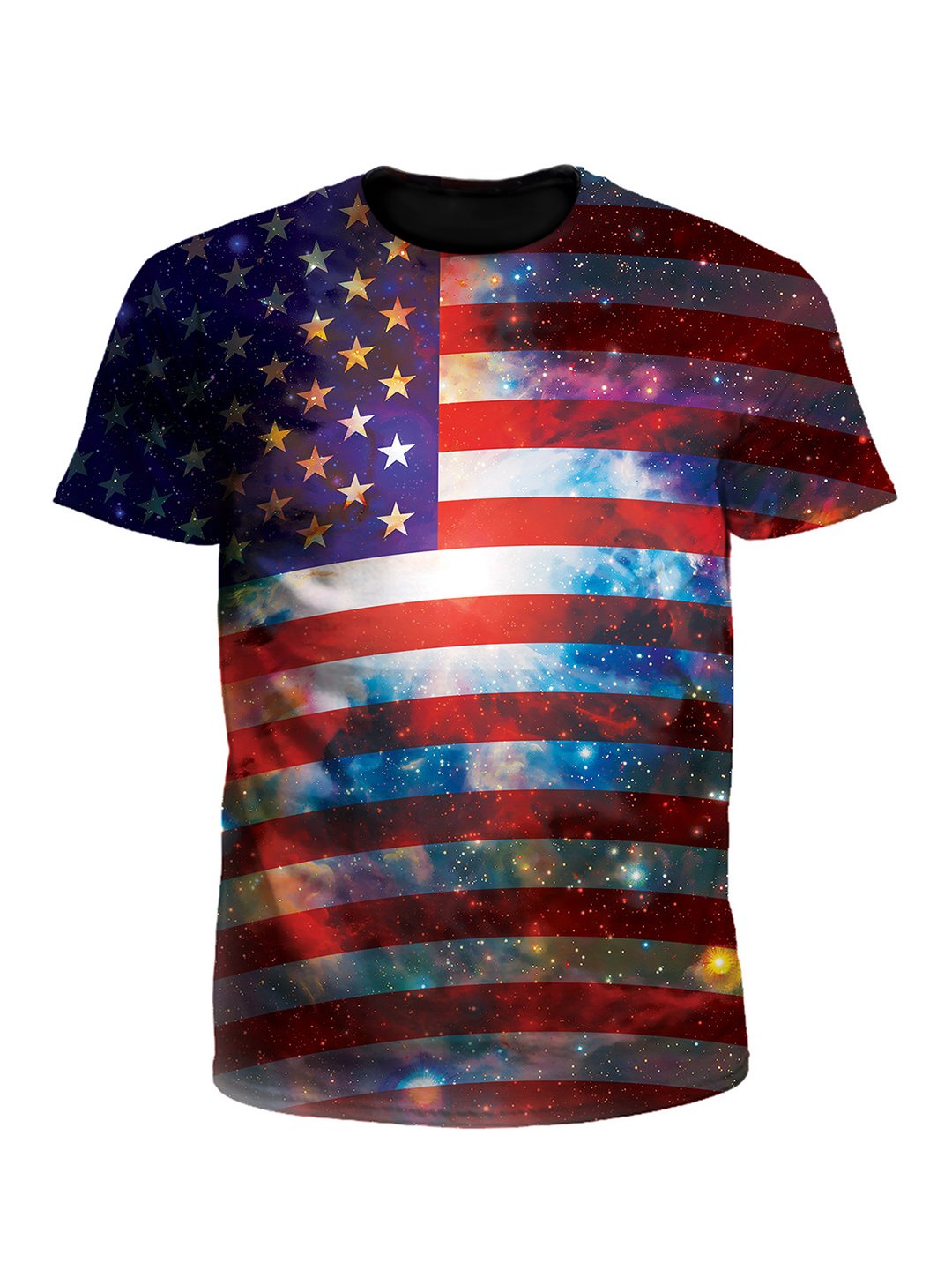 Space White And Blue American Flag Galaxy Unisex T-Shirt - Boogie Threads