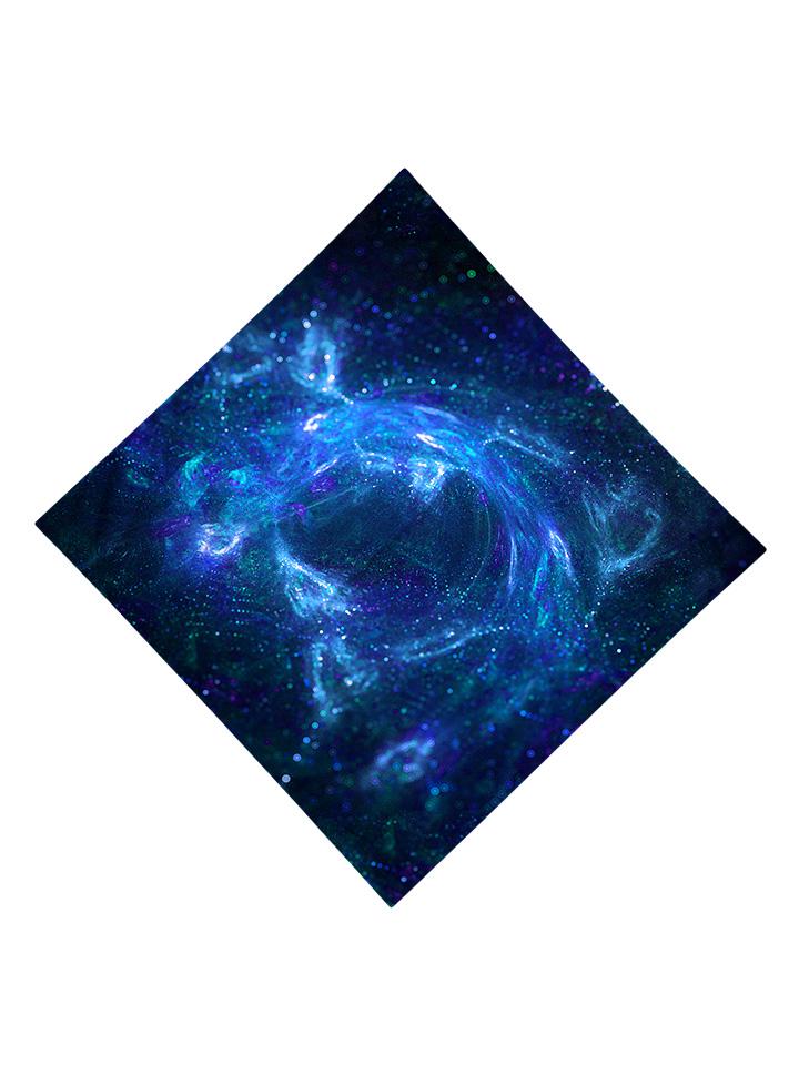 Trippy Gratefully Dyed Apparel black & blue spirit galaxy bandana flat view.