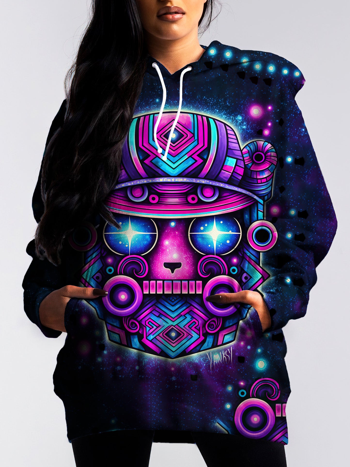 Get lost in the mesmerizing patterns and colors of this trippy pullover hoodie