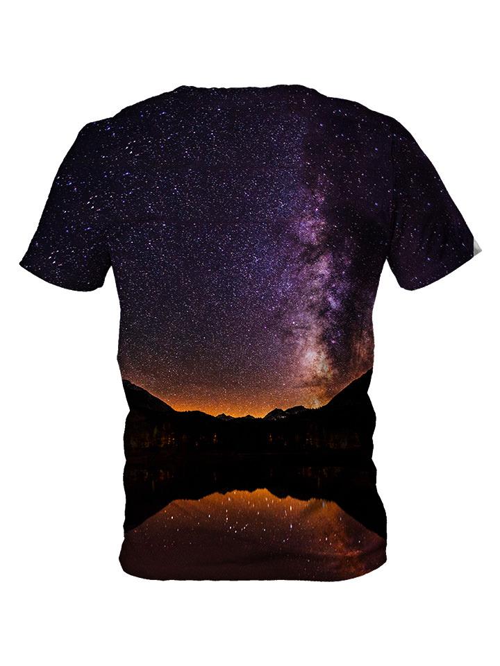 Back view of all over print psychedelic space nature t shirt by Gratefully Dyed Apparel. 