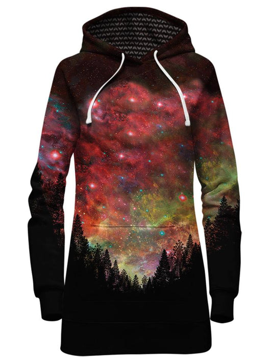 Bright Red Galaxy Hoodie Dress Front View