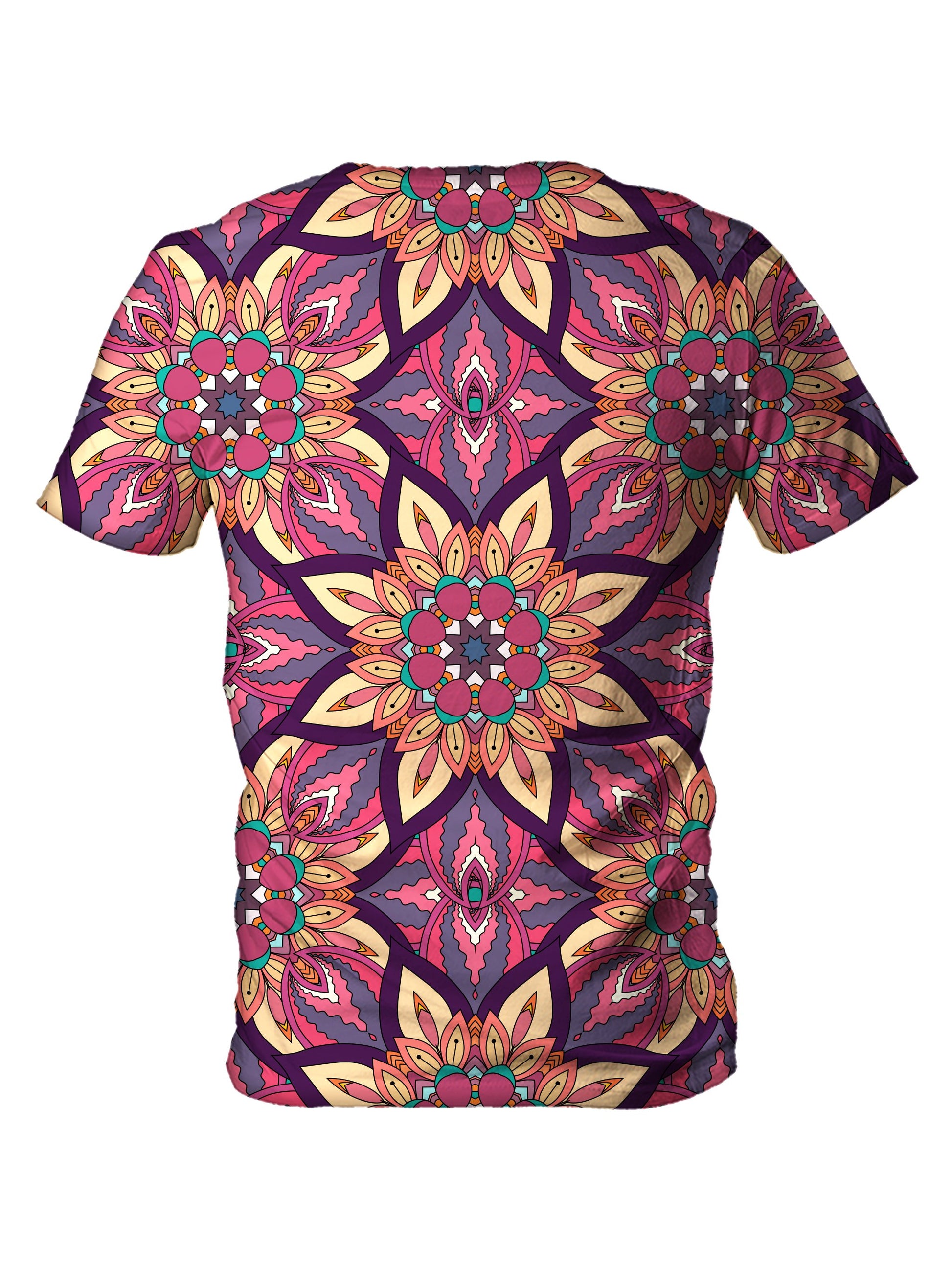 Back view of all over print psychedelic sacred geometry t shirt by Gratefully Dyed Apparel. 