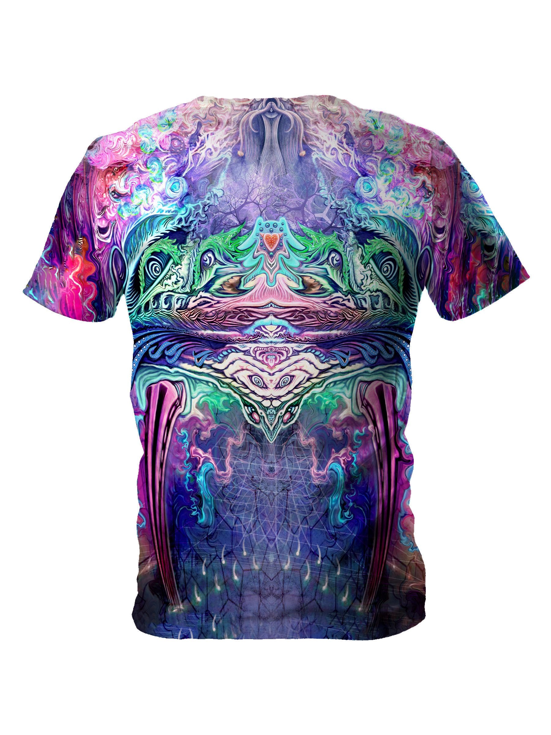 Back view of all over print psychedelic visionary art t shirt by Gratefully Dyed Apparel. 