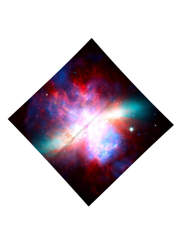 Trippy Gratefully Dyed Apparel black & rainbow nebula galaxy bandana flat view.