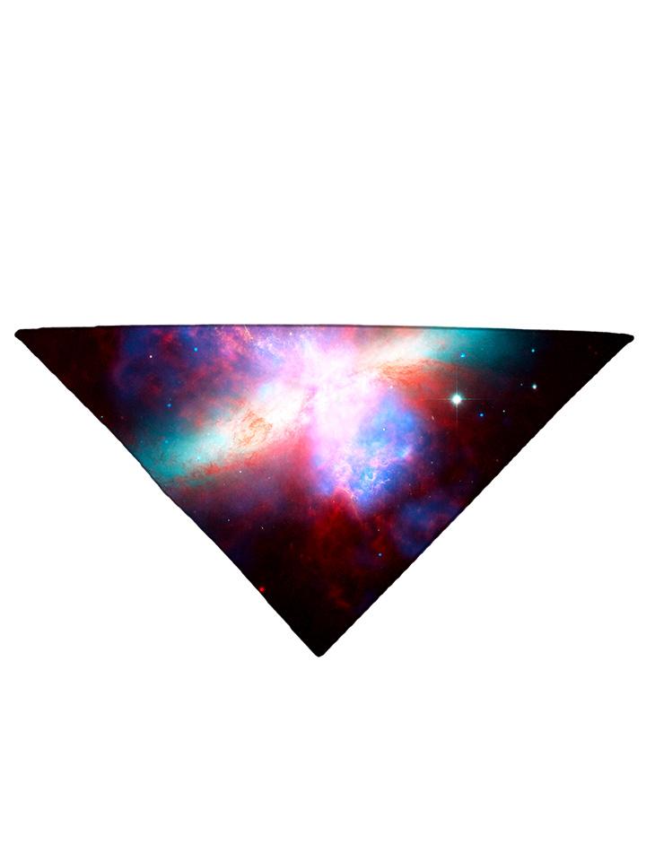 Diagonally folded psychedelic space printed headband.