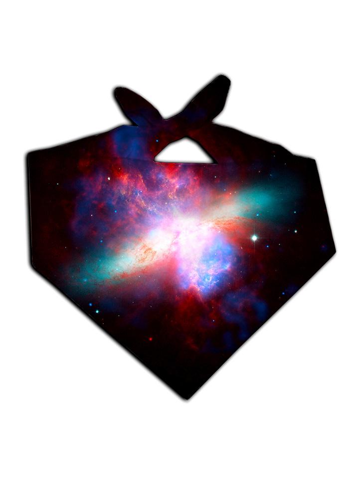 All over print black & rainbow nebula galaxy bandana by GratefullyDyed Apparel tied neck scarf view.