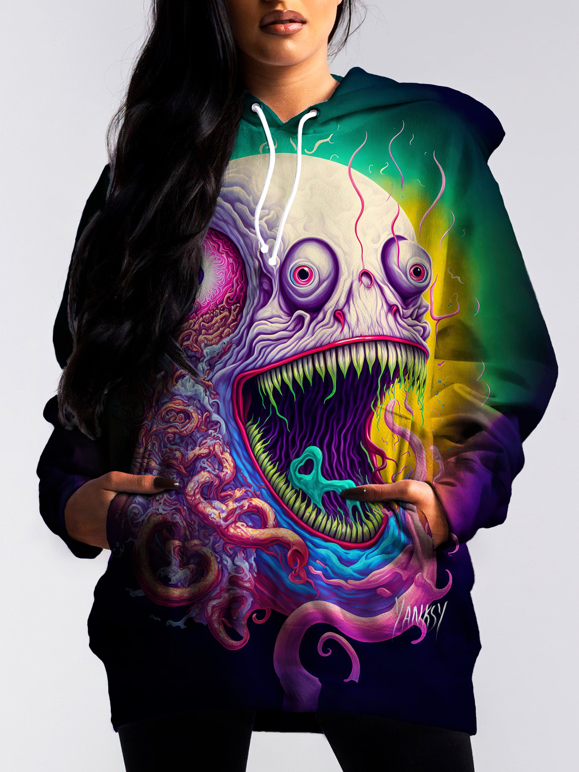 Express your creativity and unique style with this psychedelic sublimation pullover hoodie