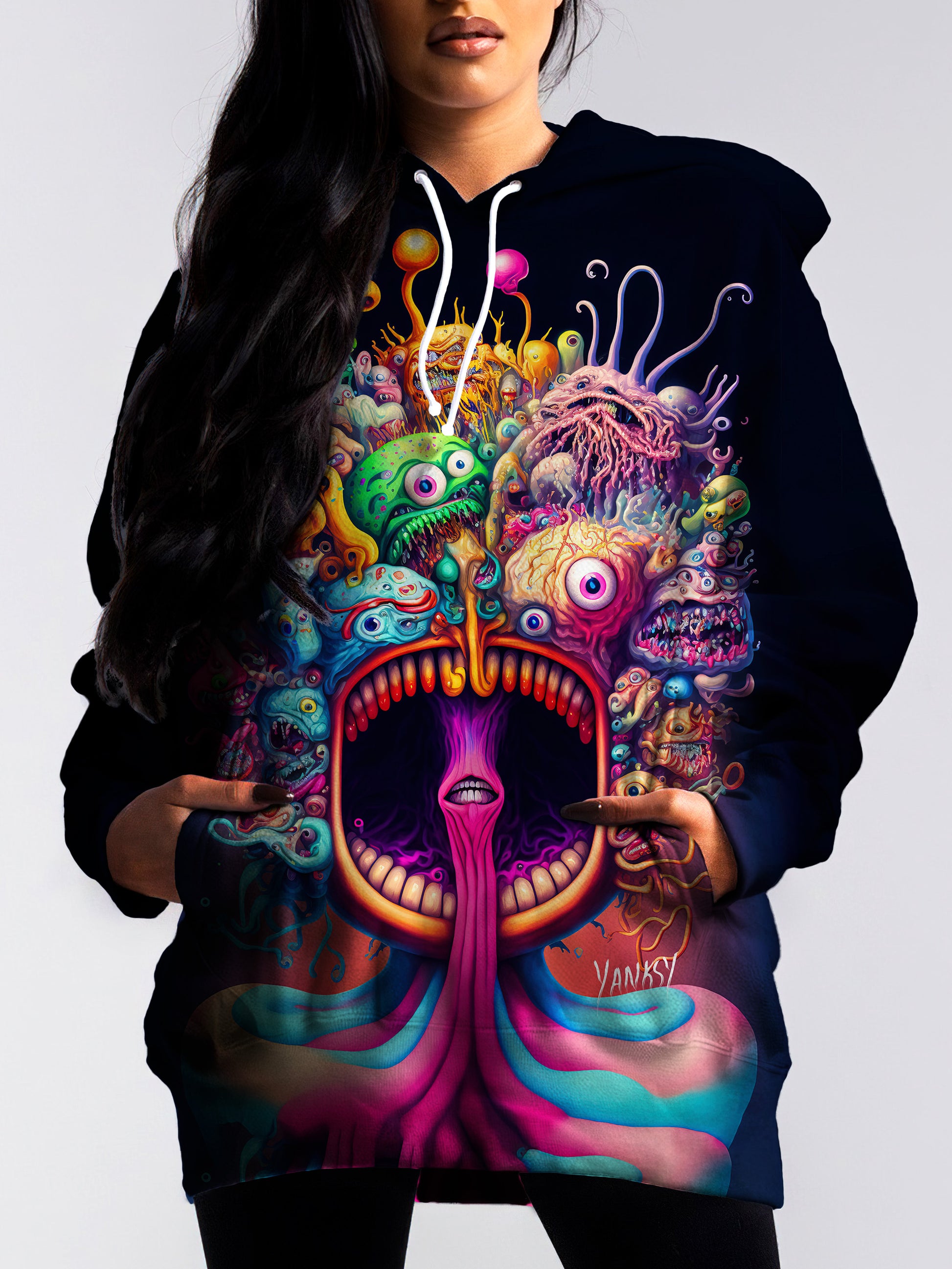 Stay warm and cozy at festivals and raves with this comfortable hoodie