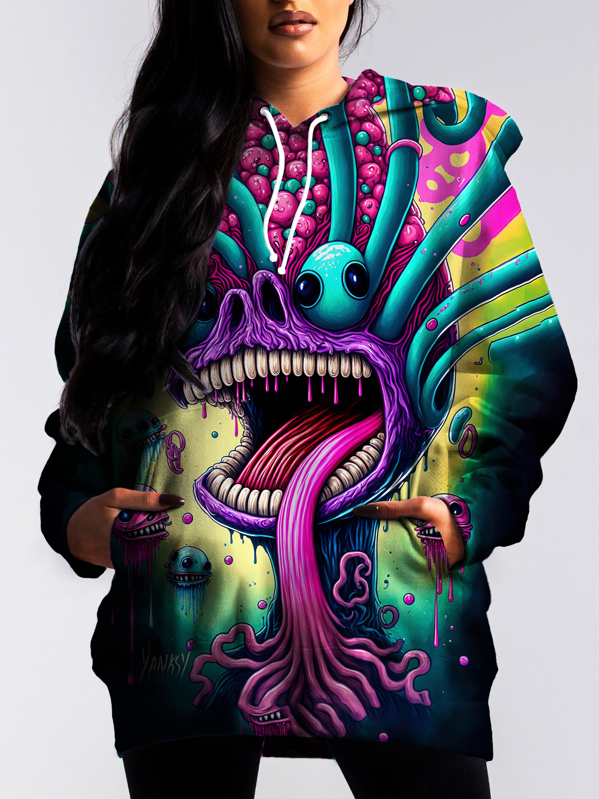 Get lost in the mesmerizing patterns and colors of this trippy pullover hoodie