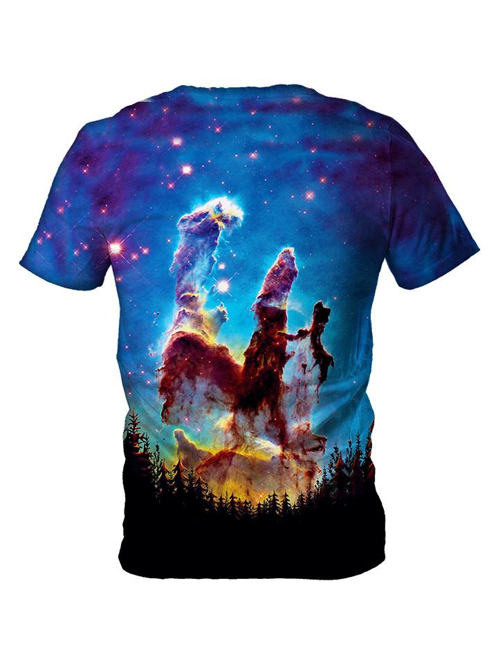 Back view of all over print psychedelic space nature t shirt by Gratefully Dyed Apparel. 