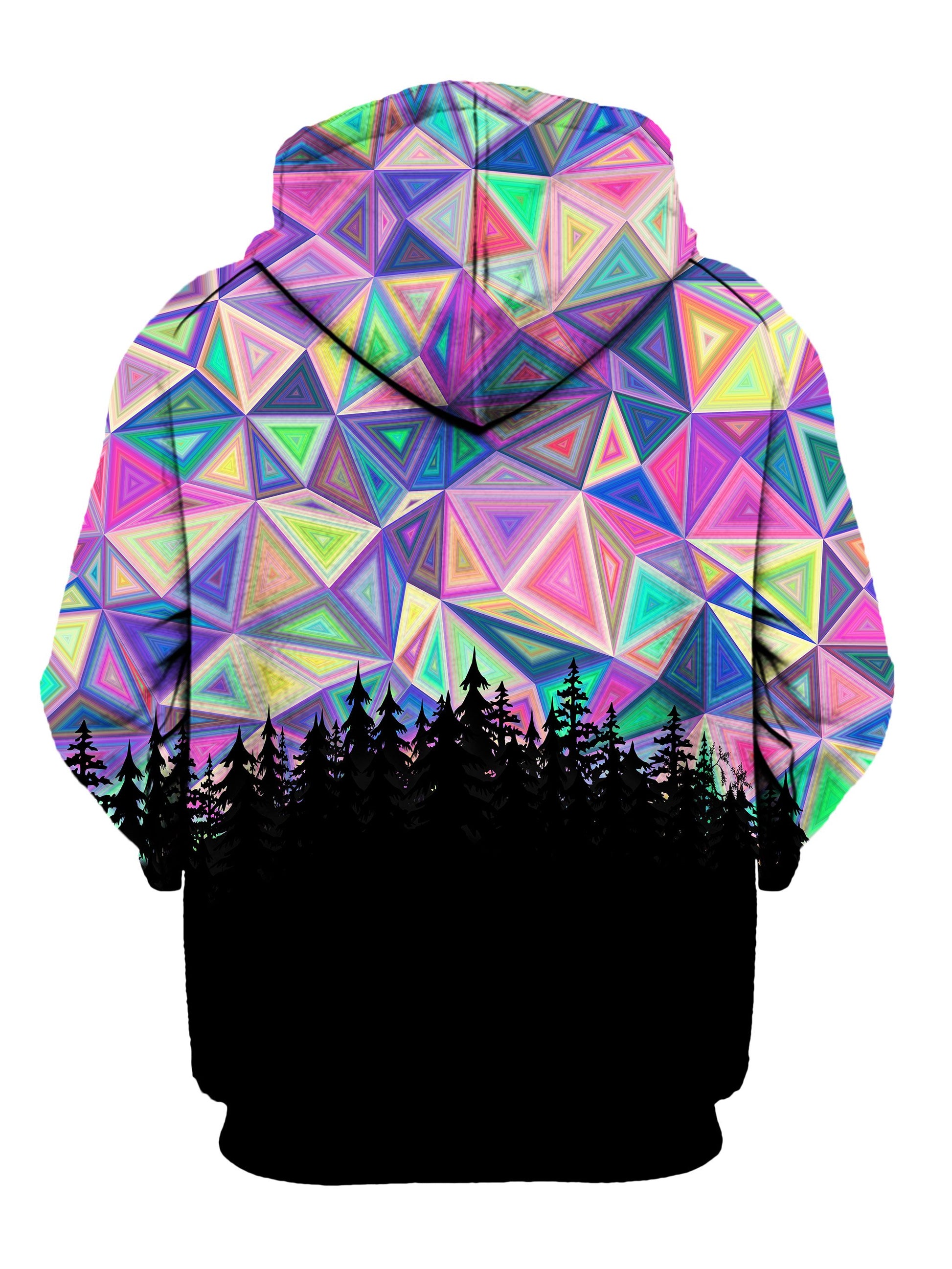 Back view of all over print psychedelic nature hoody by Gratefully Dyed Apparel. 
