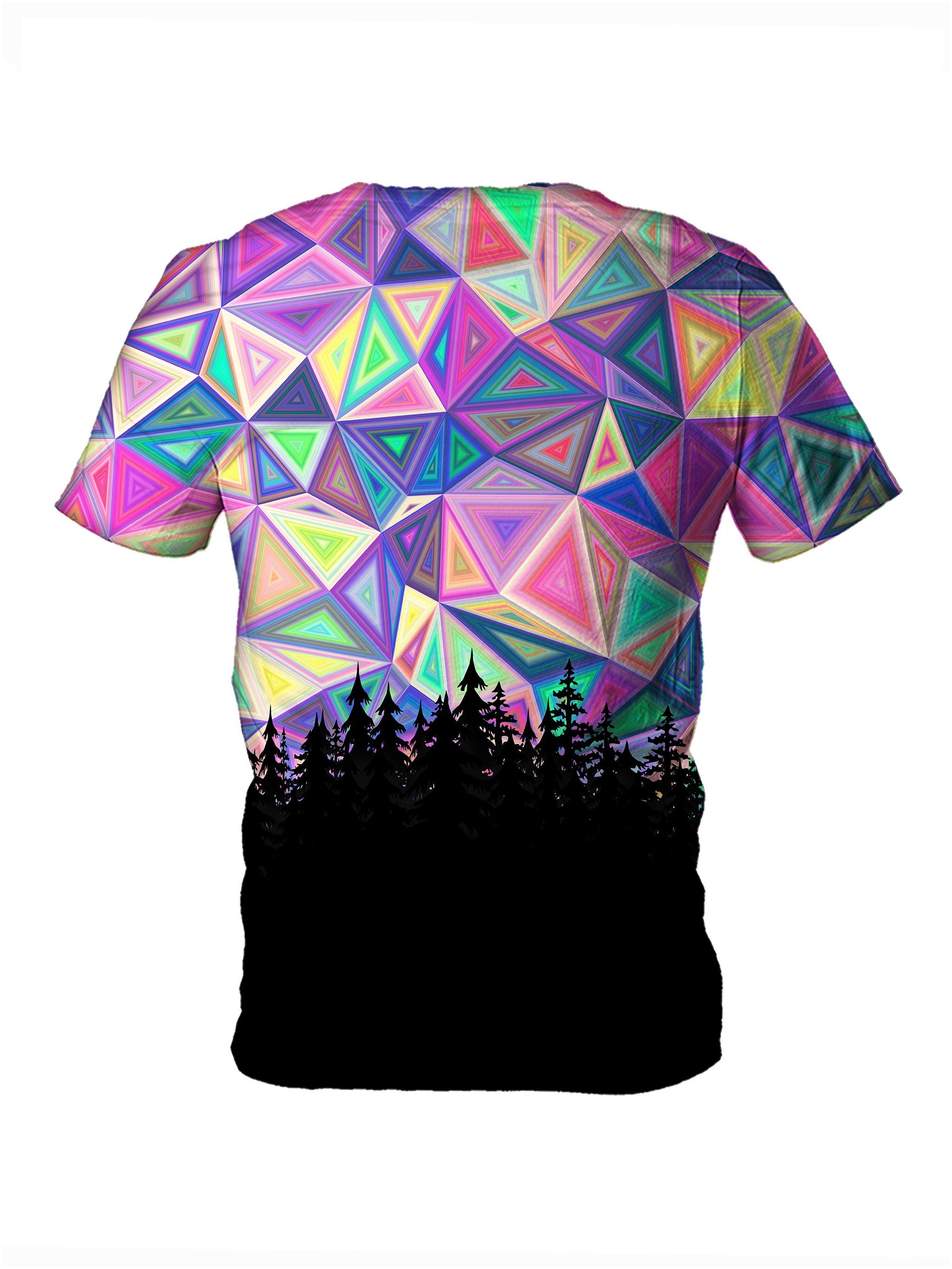 Back view of all over print psychedelic nature t shirt by Gratefully Dyed Apparel. 