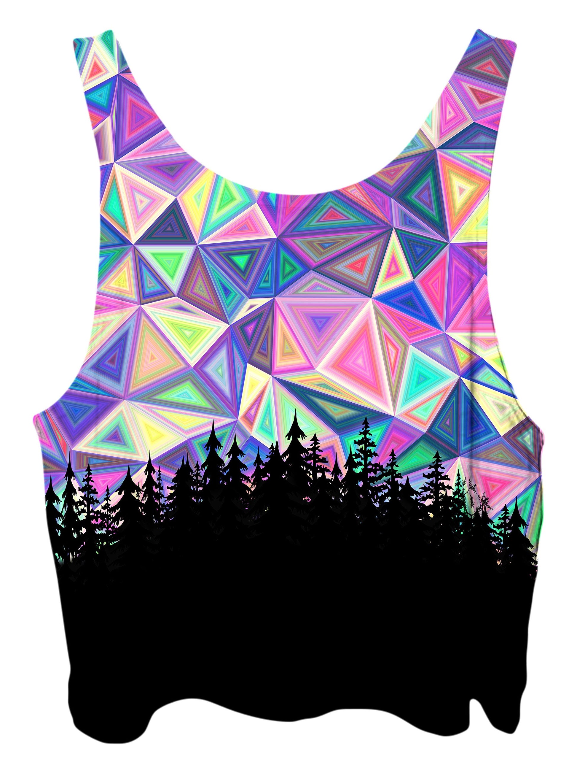 All over print psychedelic nature cropped top by Gratefully Dyed Apparel back view.