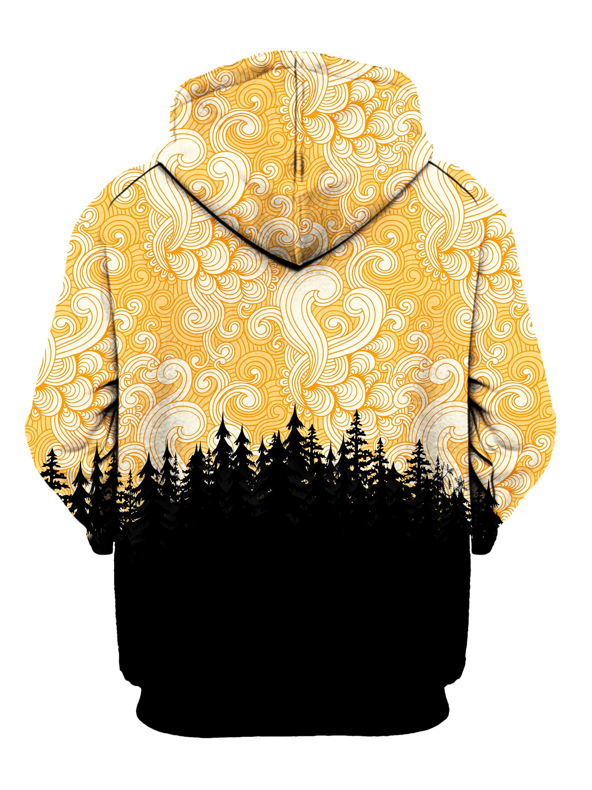 Back view of all over print psychedelic nature hoody by Gratefully Dyed Apparel. 