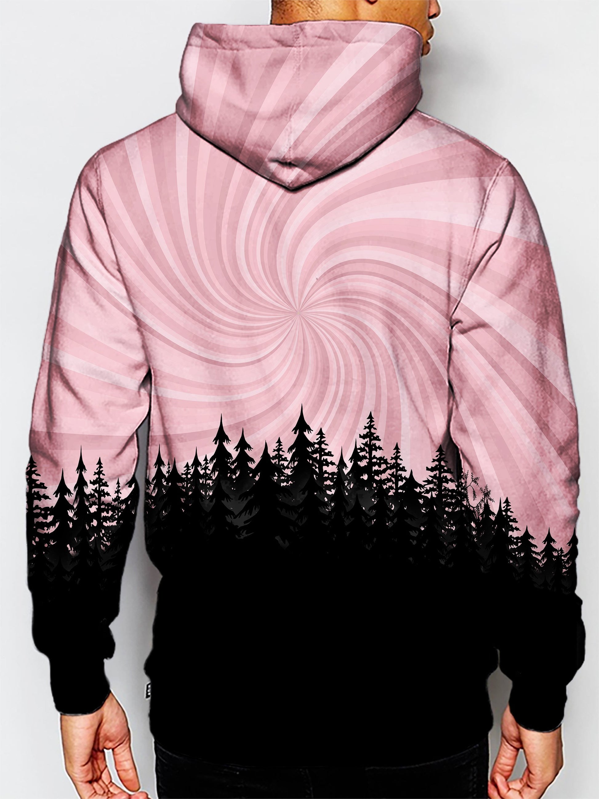Model wearing GratefullyDyed Apparel psychedelic nature pullover hoodie.