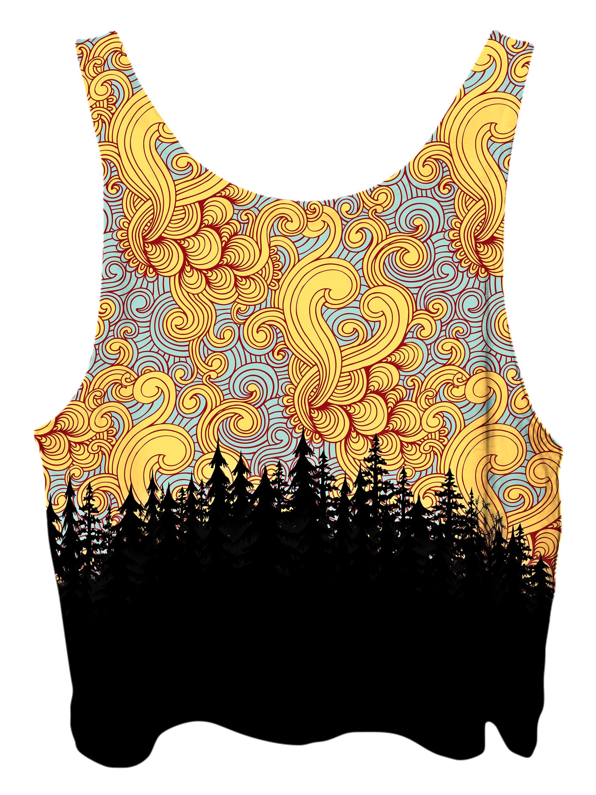 All over print psychedelic nature cropped top by Gratefully Dyed Apparel back view.