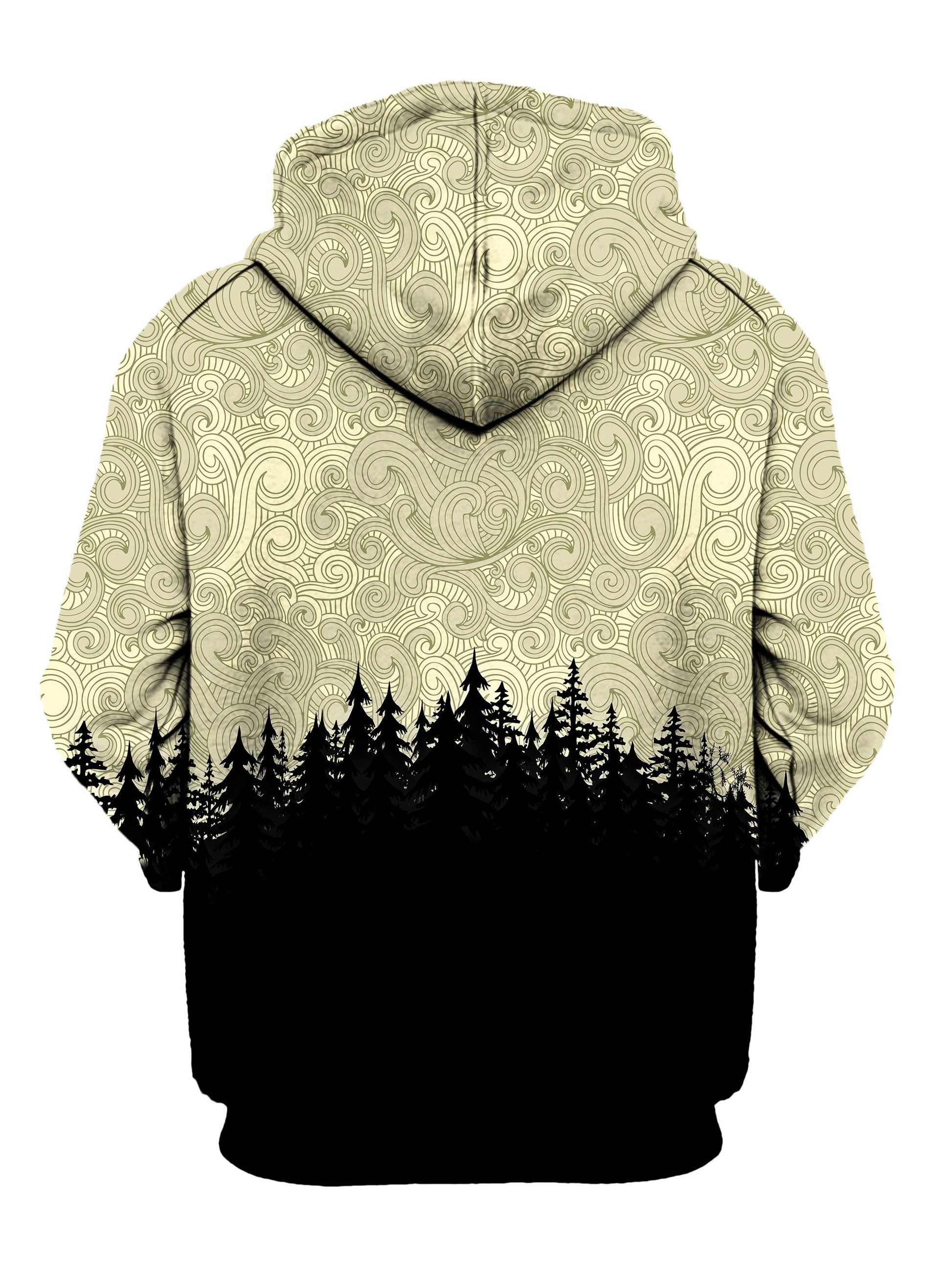 Back view of all over print psychedelic nature hoody by Gratefully Dyed Apparel. 