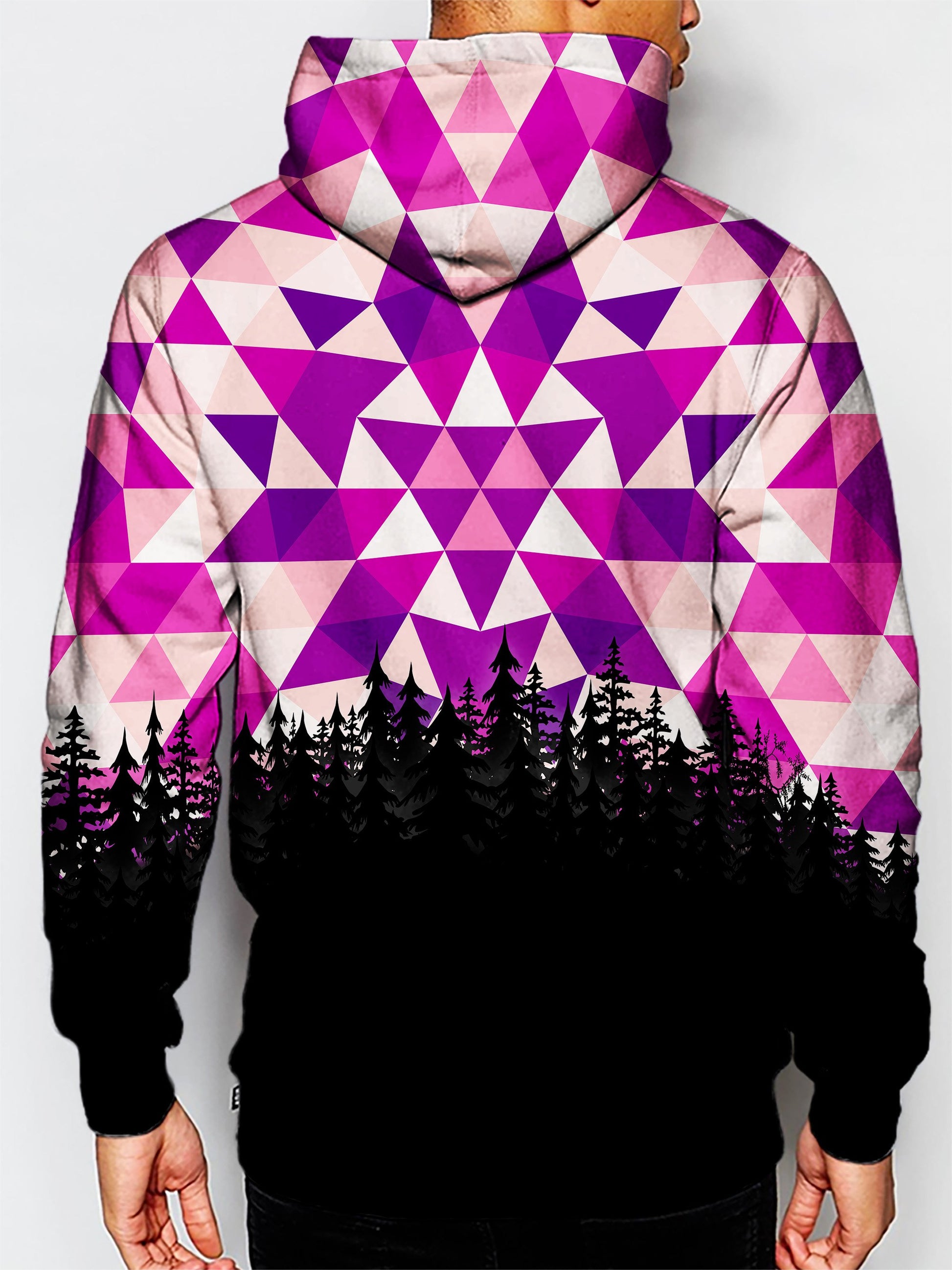 Model wearing GratefullyDyed Apparel psychedelic nature pullover hoodie.