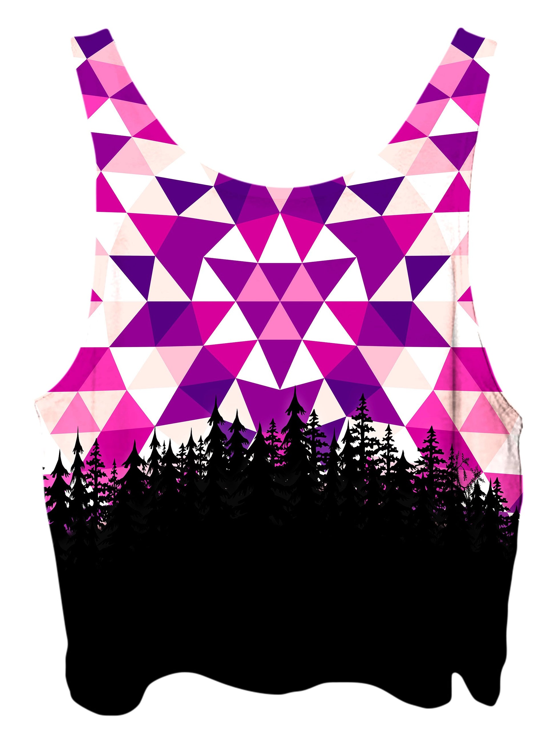 All over print psychedelic sacred geometry nature cropped top by Gratefully Dyed Apparel back view.
