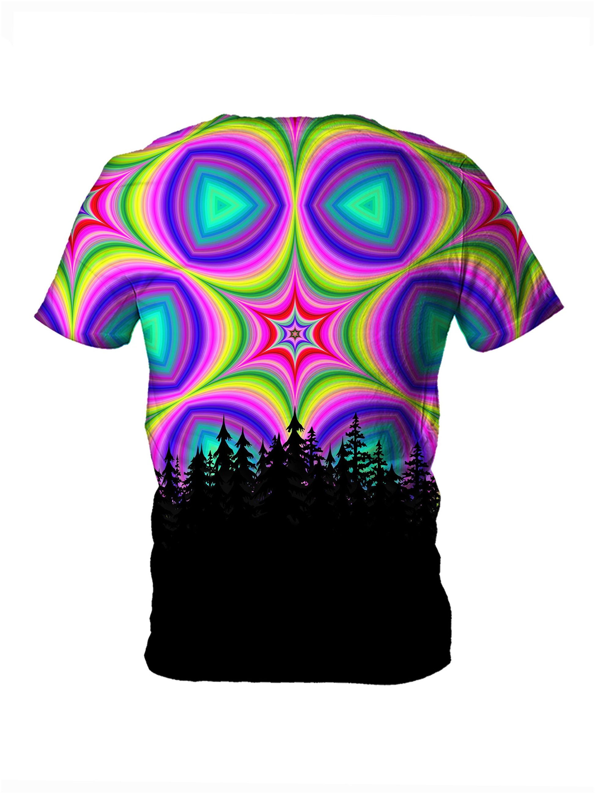 Back view of all over print psychedelic sacred geometry nature t shirt by Gratefully Dyed Apparel. 