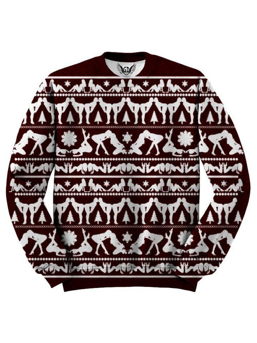 Red Naughty Christmas Sweater Front View
