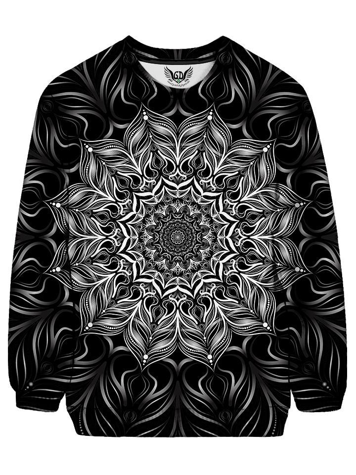 Trippy Black And White Mandala Sweater Front View