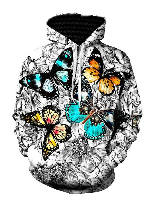 Trippy Colorful Butterfly Pullover Hoodie Front View