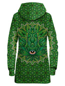 Green stoner leaf hoodie dress back view