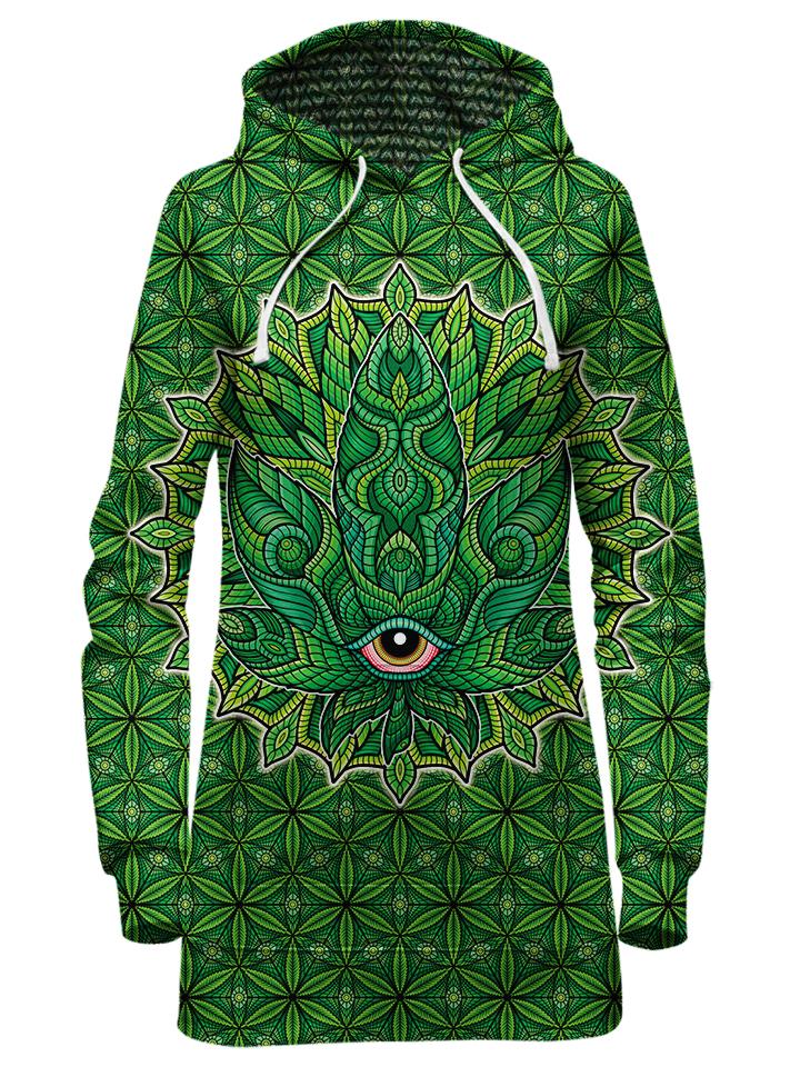 Green stoner leaf hoodie dress